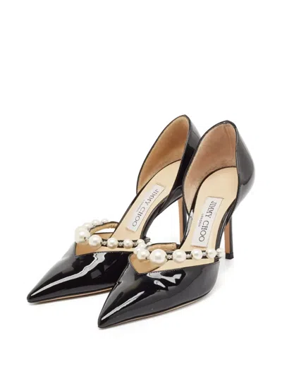Pre-owned Jimmy Choo 85mm Aurelie Pearl-embellished Pumps In Black
