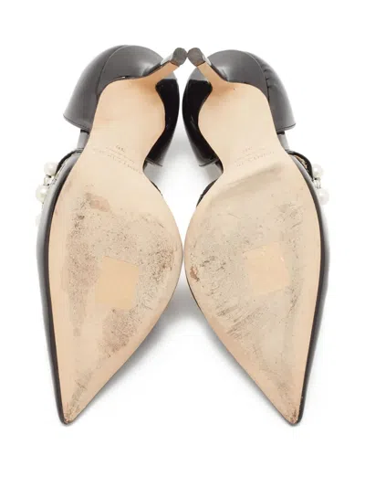 Pre-owned Jimmy Choo 85mm Aurelie Pearl-embellished Pumps In Black