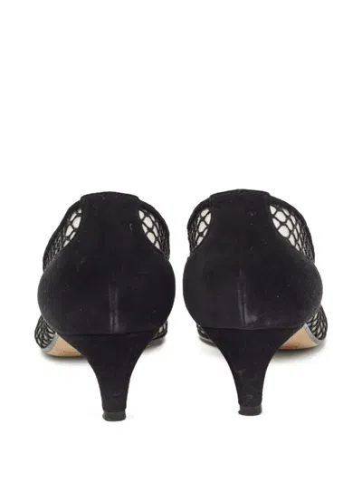 Pre-owned Sergio Rossi Vintage  45mm Crystal-embellished Mesh Pumps In Black