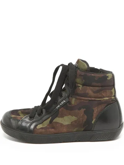 Pre-owned Prada Camouflage-print Sneakers In Black