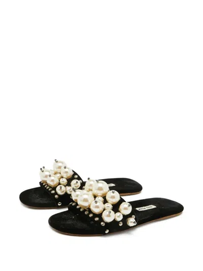 Pre-owned Miu Miu Pearl-embellished Sandals