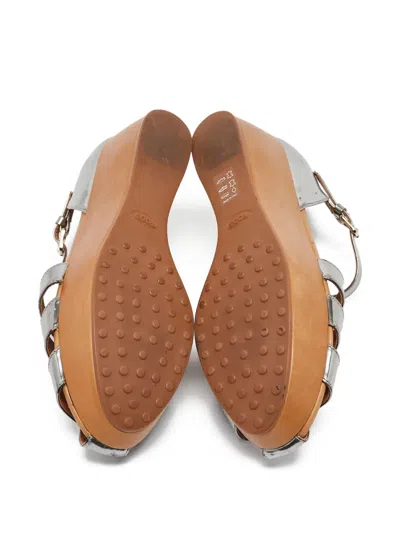 Pre-owned Tod's Vintage 60mm Metallic Platform Sandals
