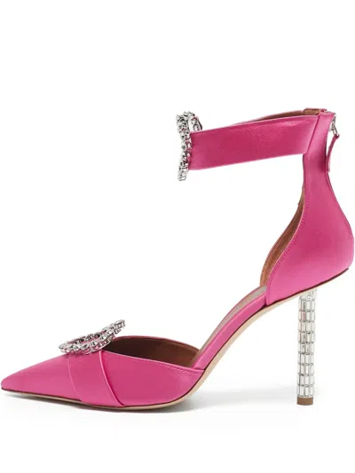 Pre-owned Malone Souliers Satin Embellished Pointed-toe Heels