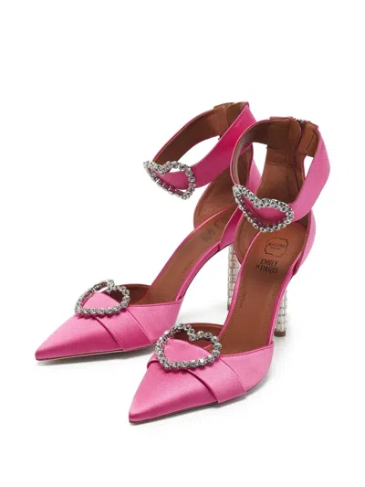 Pre-owned Malone Souliers Satin Embellished Pointed-toe Heels