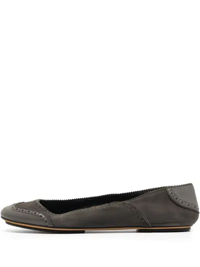 Pre-owned Dolce & Gabbana Laser-cut Ballet Flats In Gray
