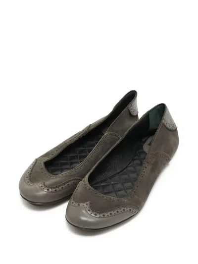 Pre-owned Dolce & Gabbana Laser-cut Ballet Flats In Gray