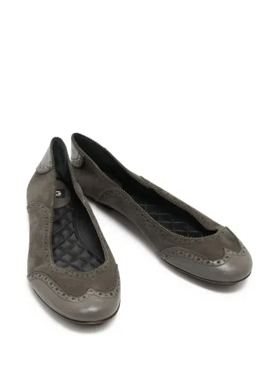Pre-owned Dolce & Gabbana Laser-cut Ballet Flats In Gray