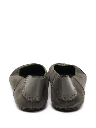 Pre-owned Dolce & Gabbana Laser-cut Ballet Flats In Gray