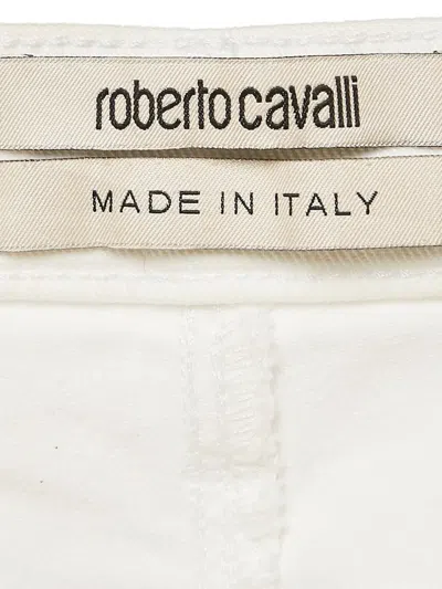 Pre-owned Roberto Cavalli Vintage Logo-patch Jeans In White
