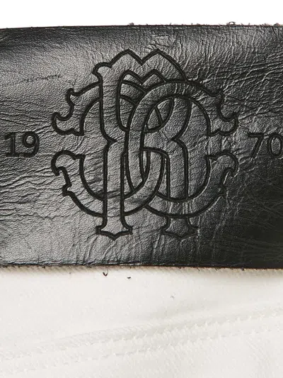 Pre-owned Roberto Cavalli Vintage Logo-patch Jeans In White