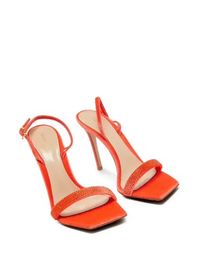Pre-owned Gianvito Rossi  110mm Britney Squared-toe Stiletto Sandals In Red