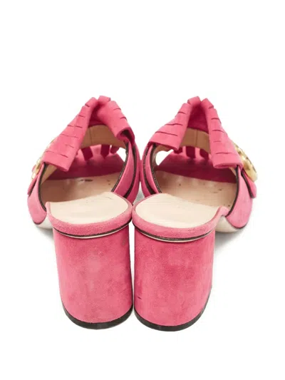 Pre-owned Gucci 75mm Double G Logo Sandals In Pink