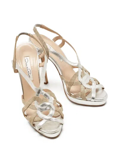 Pre-owned Oscar De La Renta 125mm Metallic Leather Sandals