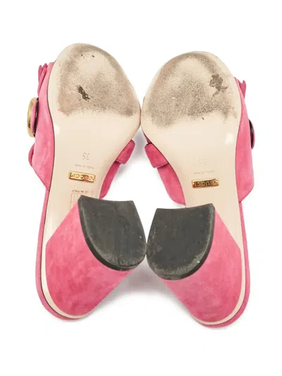 Pre-owned Gucci 75mm Double G Logo Sandals In Pink