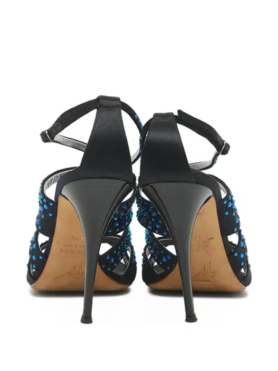 Pre-owned Giuseppe Zanotti Vintage  100mm Strappy Crystal-embellished Sandals In Black