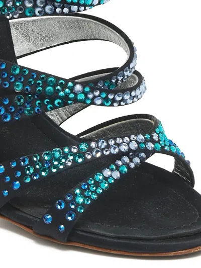 Pre-owned Giuseppe Zanotti Vintage  100mm Strappy Crystal-embellished Sandals In Black