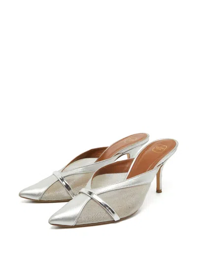 Pre-owned Malone Souliers 90mm Metallic Pumps In Silver