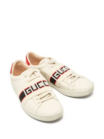 Pre-owned Gucci Logo-jacquard Sneakers In Neutral