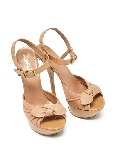 Pre-owned Saint Laurent 100mm Leather Sandals In Neutral