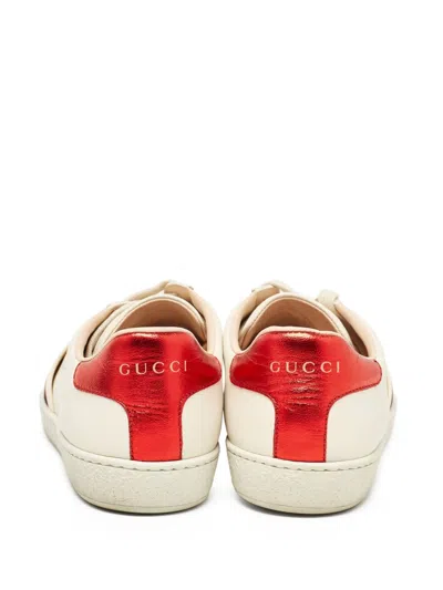 Pre-owned Gucci Logo-jacquard Sneakers In Neutral