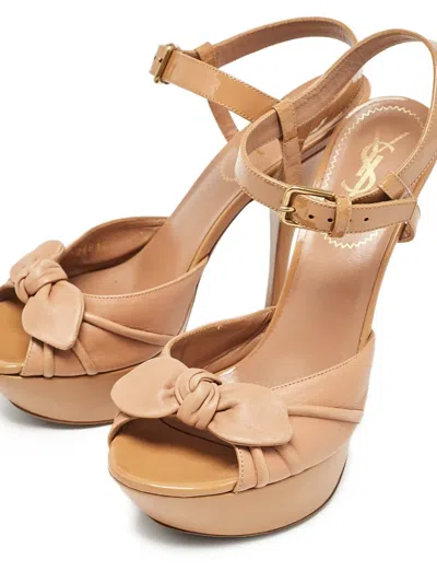 Pre-owned Saint Laurent 100mm Leather Sandals In Neutral