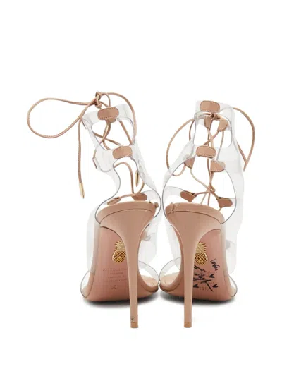 Pre-owned Aquazzura  100mm Milos Strappy Sandals In Neutral