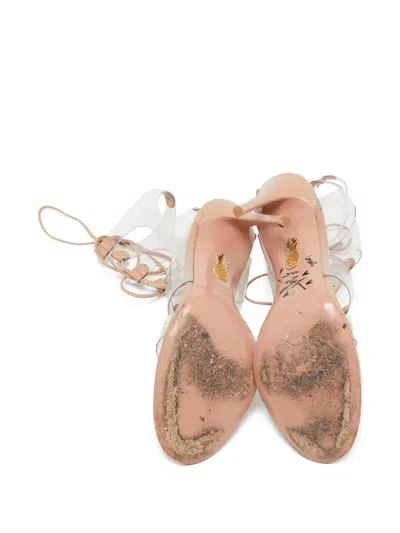 Pre-owned Aquazzura  100mm Milos Strappy Sandals In Neutral