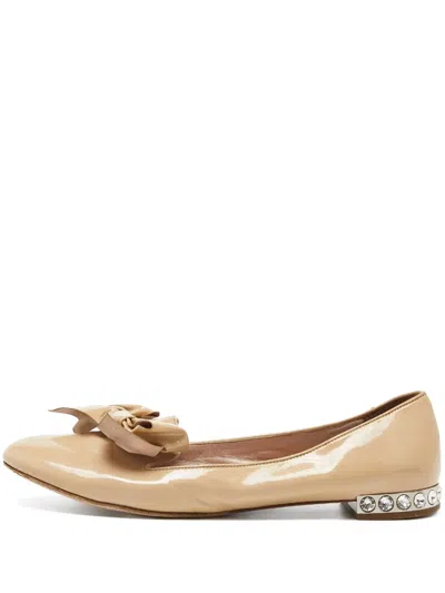 Pre-owned Miu Miu Bow-embellished Ballet Flats