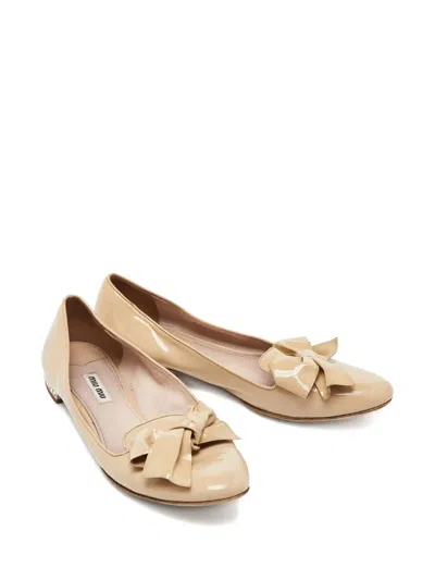 Pre-owned Miu Miu Bow-embellished Ballet Flats