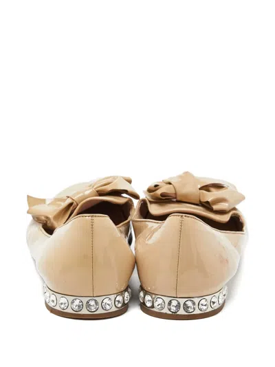 Pre-owned Miu Miu Bow-embellished Ballet Flats