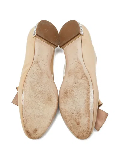 Pre-owned Miu Miu Bow-embellished Ballet Flats