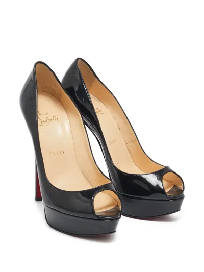 Pre-owned Christian Louboutin 145mm Lady Peep Pumps In Black
