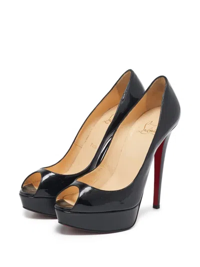 Pre-owned Christian Louboutin 145mm Lady Peep Pumps In Black