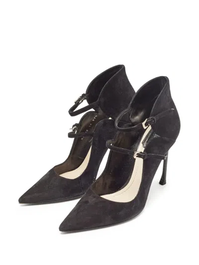 Pre-owned Dior 105mm Suede Pumps In Black