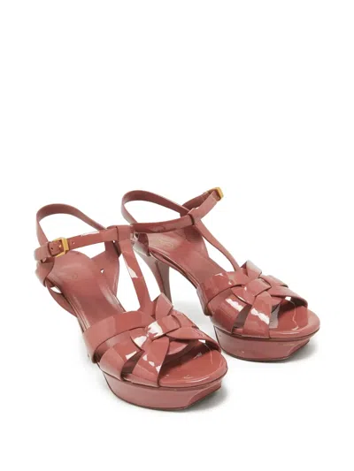 Pre-owned Saint Laurent 105mm Tribute Sandals In Pink