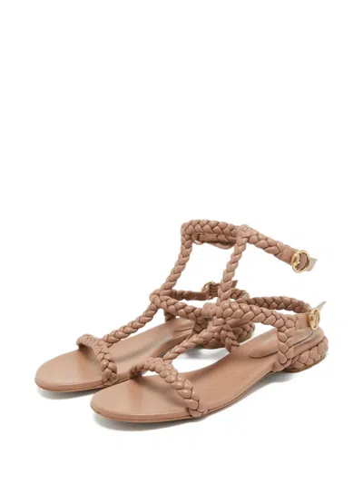 Pre-owned Gianvito Rossi  Sorrento Braided-strap Flat Sandals In Neutral