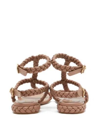 Pre-owned Gianvito Rossi  Sorrento Braided-strap Flat Sandals In Neutral