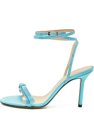 Pre-owned Mach&mach  90mm Strappy Embellished Sandals In Blue