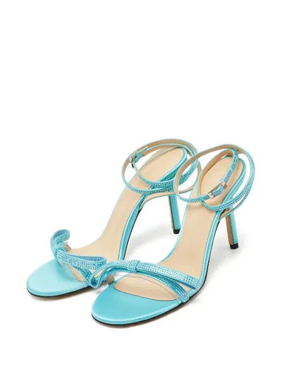Pre-owned Mach&mach  90mm Strappy Embellished Sandals In Blue
