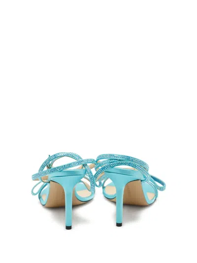 Pre-owned Mach&mach  90mm Strappy Embellished Sandals In Blue