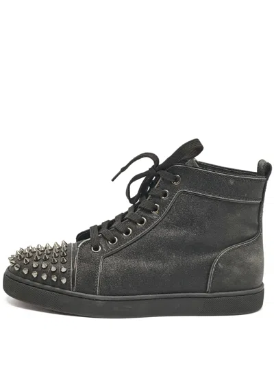 Pre-owned Christian Louboutin Spike-stud Sneakers In Black