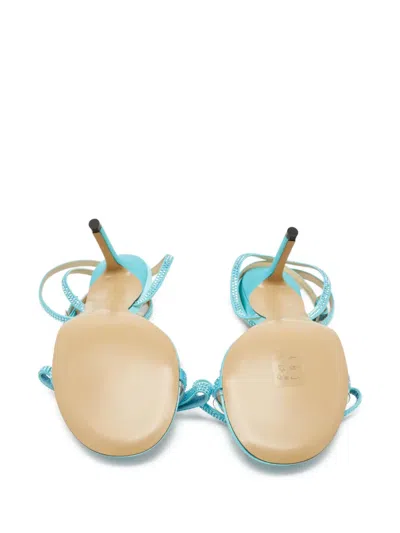 Pre-owned Mach&mach  90mm Strappy Embellished Sandals In Blue