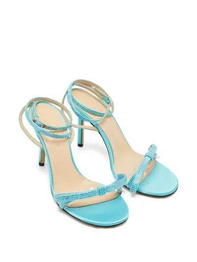 Pre-owned Mach&mach  90mm Strappy Embellished Sandals In Blue