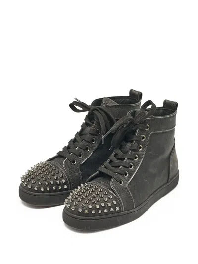 Pre-owned Christian Louboutin Spike-stud Sneakers In Black