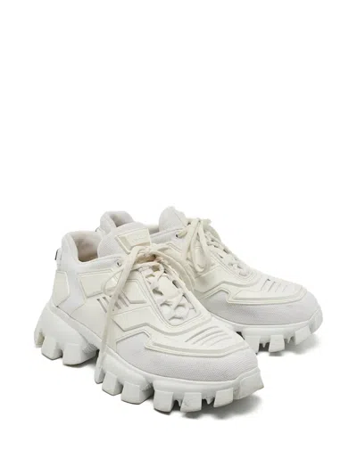 Pre-owned Prada Lace-up Sneakers In White