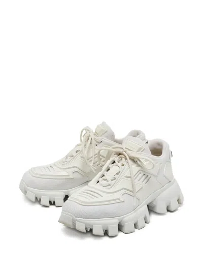 Pre-owned Prada Lace-up Sneakers In White