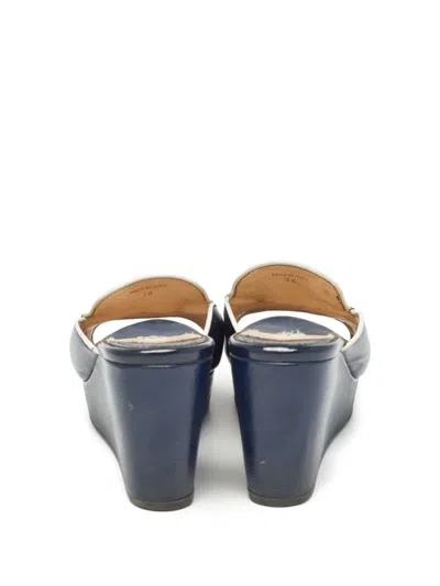 Pre-owned Prada 85mm Leather Sandals In Blue