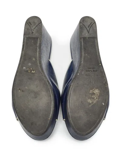 Pre-owned Prada 85mm Leather Sandals In Blue