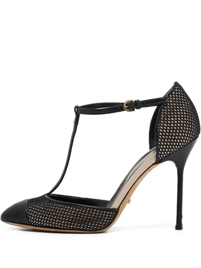 Pre-owned Sergio Rossi Vintage  T-strap Stiletto Pumps In Black