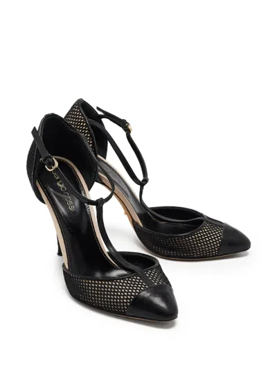 Pre-owned Sergio Rossi Vintage  T-strap Stiletto Pumps In Black